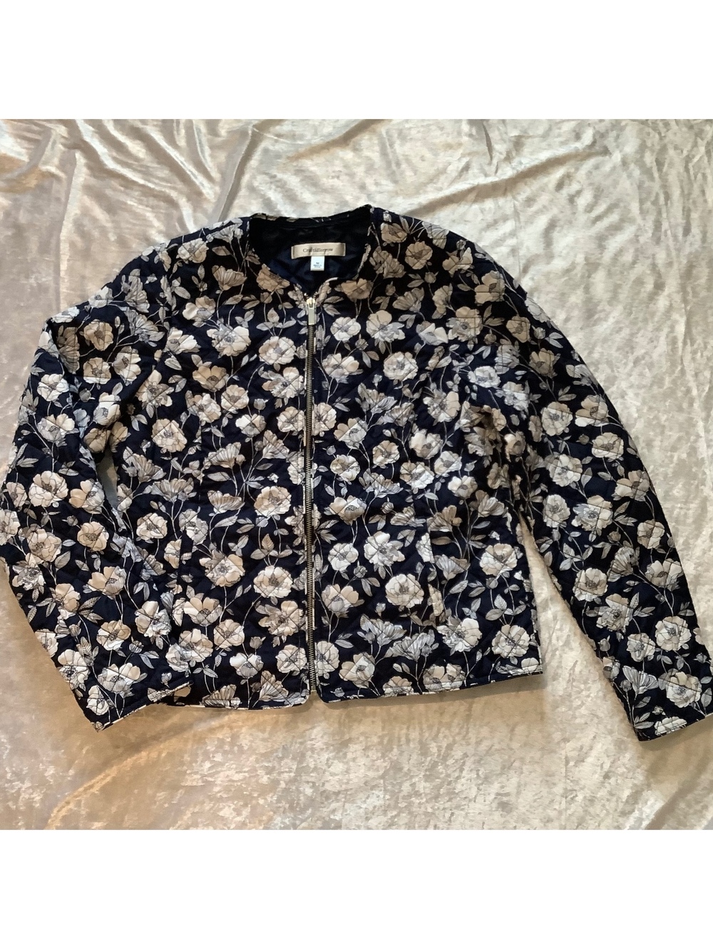 Croft & Barrow Women's Quilted Floral Zip-Up Jacket Medium